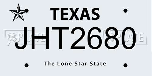 JHT2680 Texas License Plate