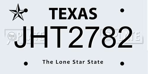 JHT2782 Texas License Plate