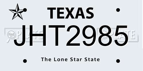 JHT2985 Texas License Plate