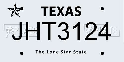 JHT3124 Texas License Plate
