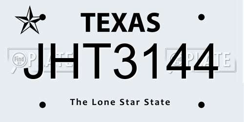 JHT3144 Texas License Plate