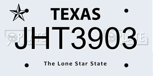 JHT3903 Texas License Plate