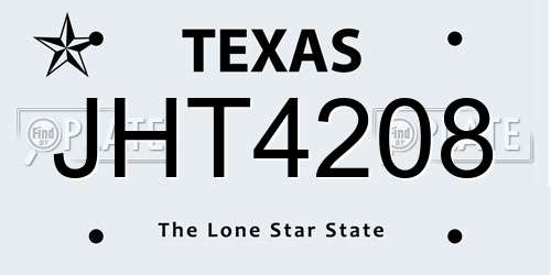 JHT4208 Texas License Plate
