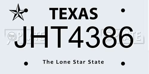 JHT4386 Texas License Plate
