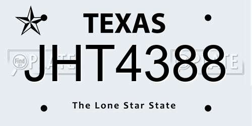 JHT4388 Texas License Plate