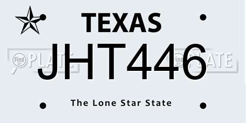 JHT446 Texas License Plate