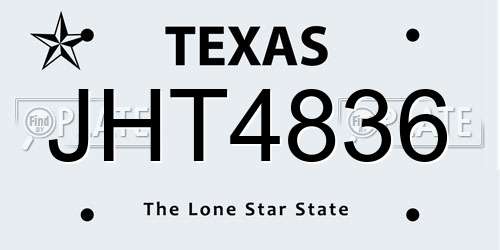 JHT4836 Texas License Plate