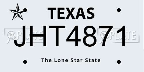 JHT4871 Texas License Plate