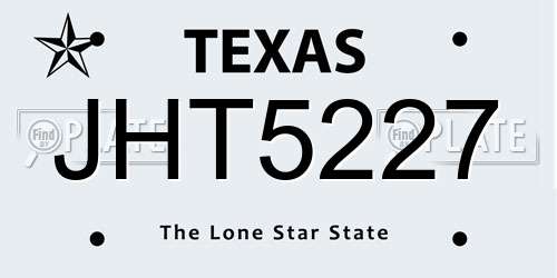 JHT5227 Texas License Plate