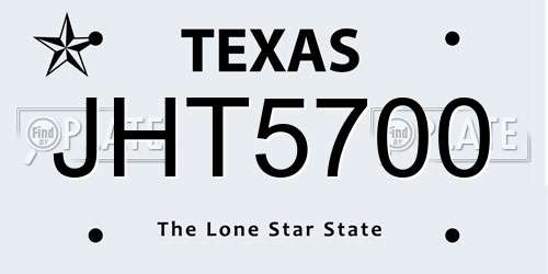 JHT5700 Texas License Plate