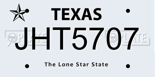 JHT5707 Texas License Plate
