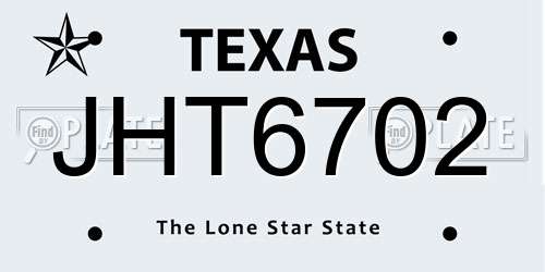 JHT6702 Texas License Plate