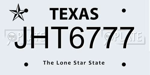 JHT6777 Texas License Plate