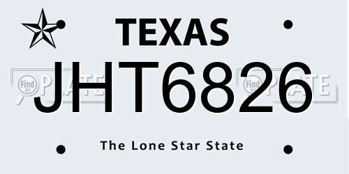 JHT6826 Texas License Plate