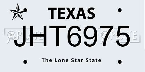 JHT6975 Texas License Plate