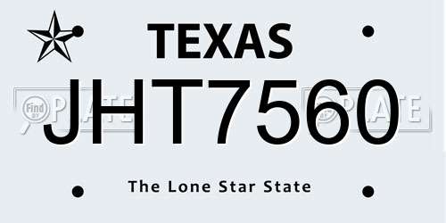 JHT7560 Texas License Plate