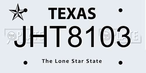 JHT8103 Texas License Plate