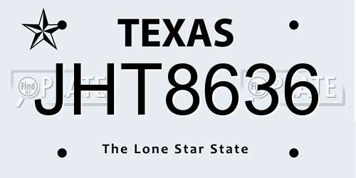 JHT8636 Texas License Plate