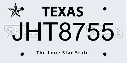 JHT8755 Texas License Plate
