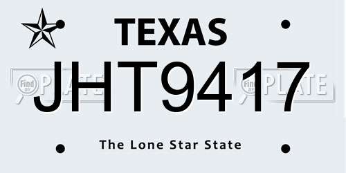 JHT9417 Texas License Plate