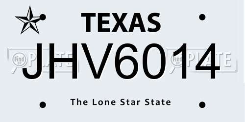 JHV6014 Texas License Plate