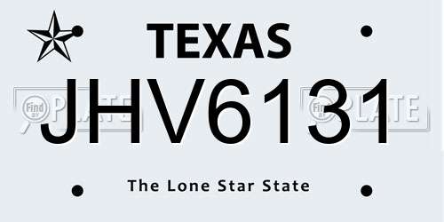 JHV6131 Texas License Plate