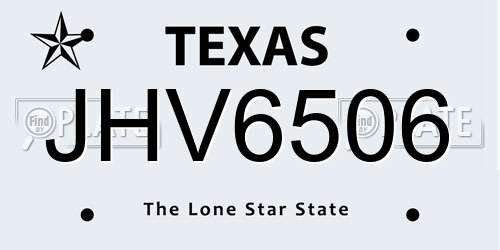 JHV6506 Texas License Plate