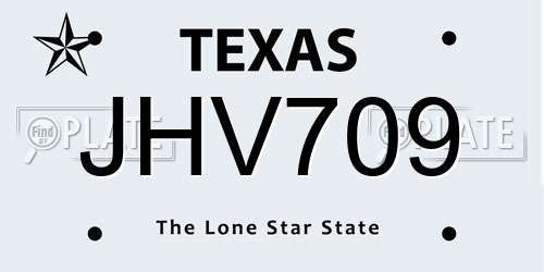 JHV709 Texas License Plate