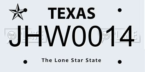 JHW0014 Texas License Plate