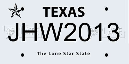 JHW2013 Texas License Plate