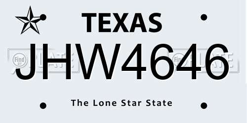 JHW4646 Texas License Plate