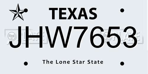 JHW7653 Texas License Plate