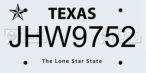 JHW9752 Texas License Plate