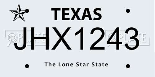 JHX1243 Texas License Plate