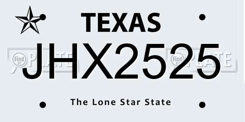 JHX2525 Texas License Plate