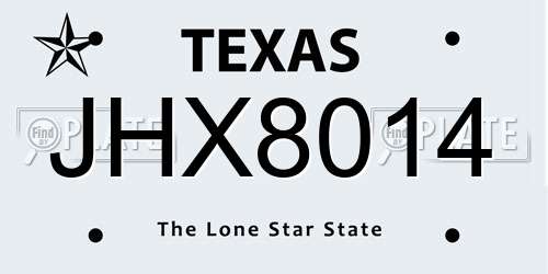 JHX8014 Texas License Plate