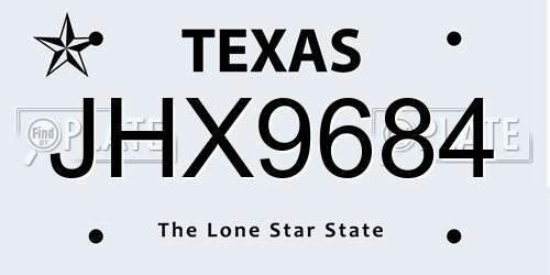 JHX9684 Texas License Plate