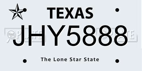 JHY5888 Texas License Plate