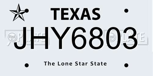 JHY6803 Texas License Plate