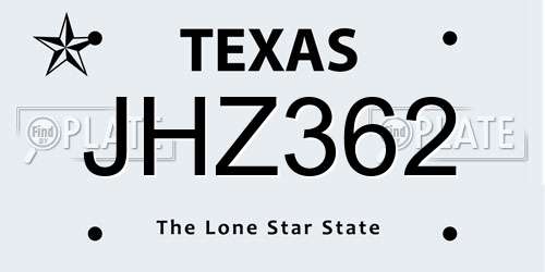 JHZ362 Texas License Plate