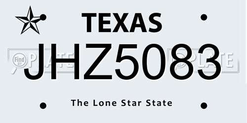 JHZ5083 Texas License Plate