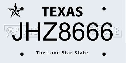 JHZ8666 Texas License Plate