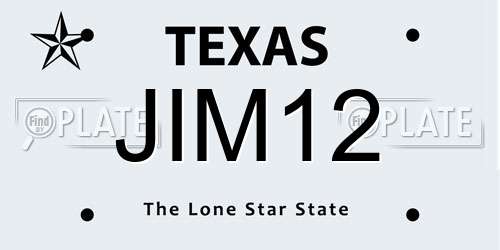 JIM12 Texas License Plate