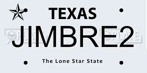 JIMBRE2 Texas License Plate