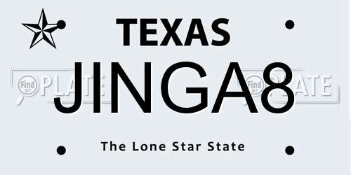 JINGA8 Texas License Plate