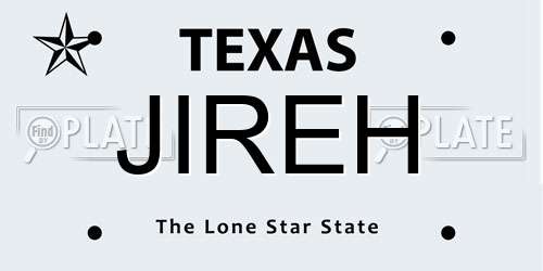 JIREH Texas License Plate