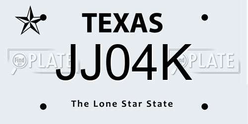 JJ04K Texas License Plate
