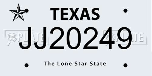 JJ20249 Texas License Plate
