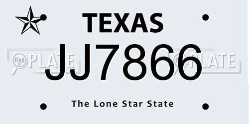 JJ7866 Texas License Plate