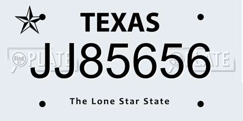 JJ85656 Texas License Plate
